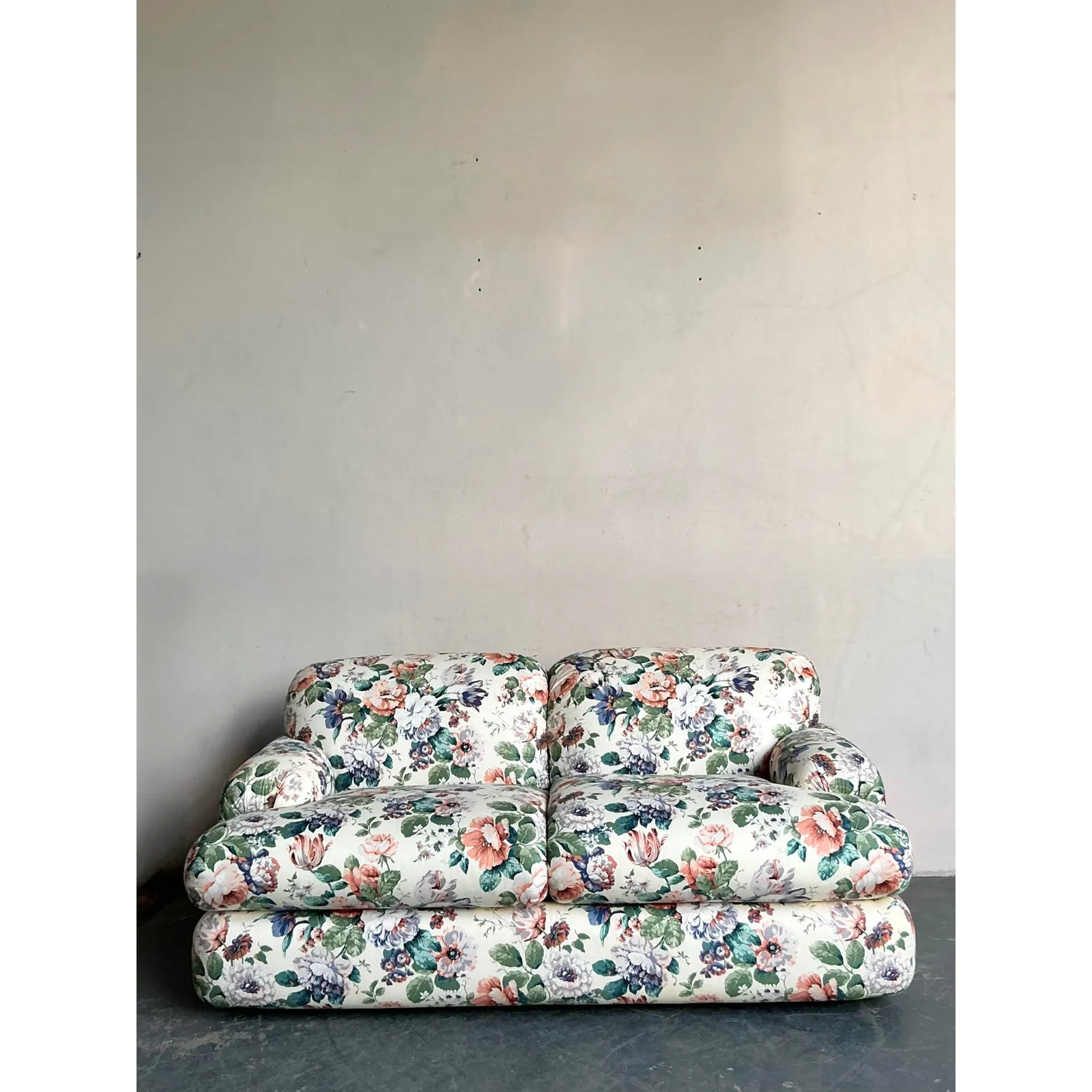 Vintage Regency Judith Norman Printed Floral Loveseat — additional photo 4