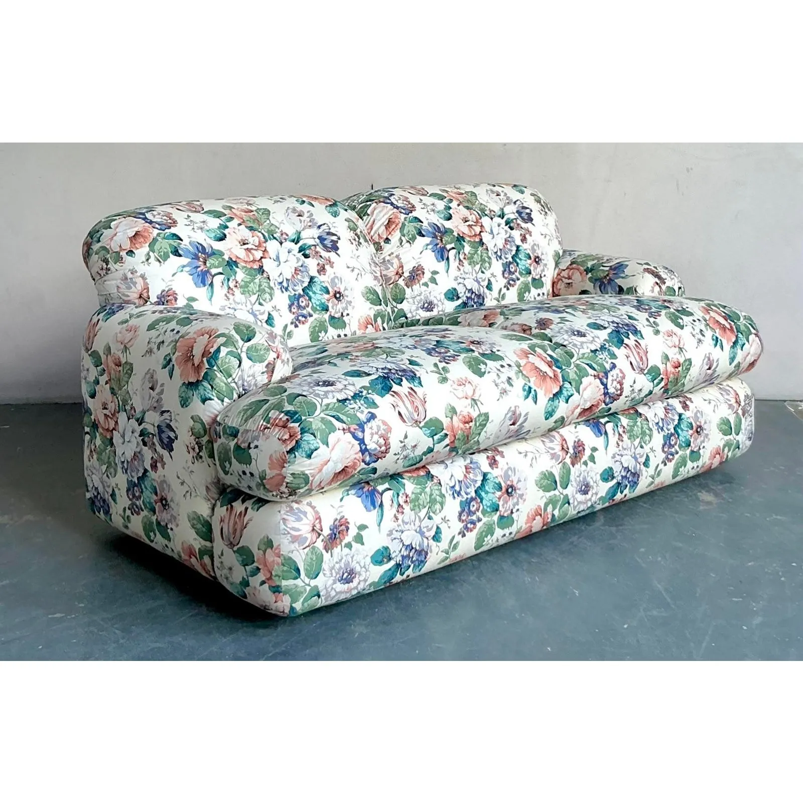 Vintage Regency Judith Norman Printed Floral Loveseat — additional photo 5