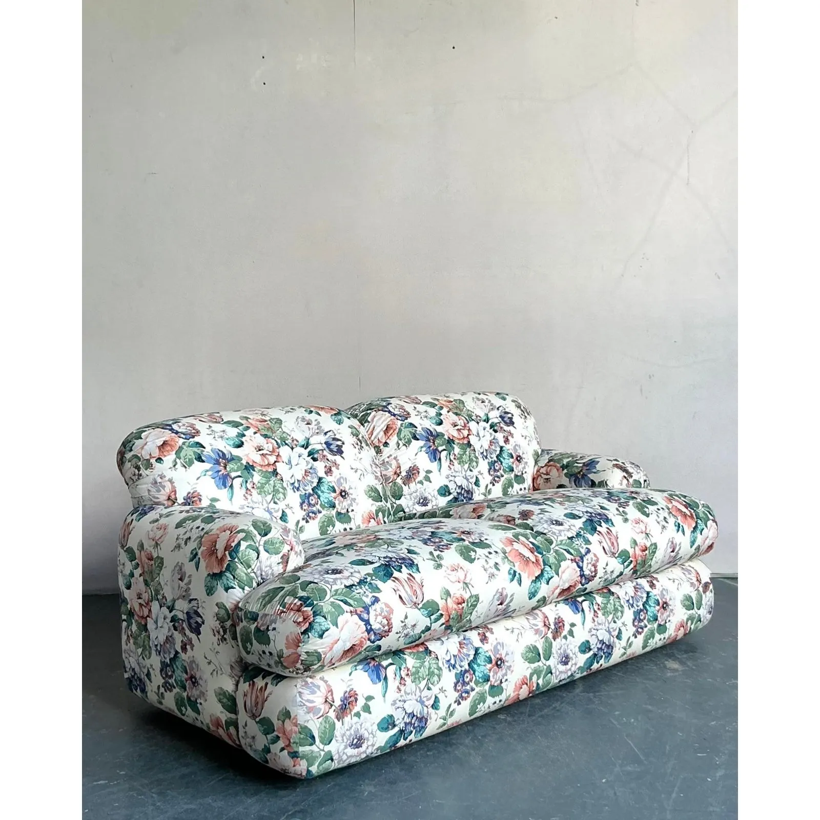Vintage Regency Judith Norman Printed Floral Loveseat — additional photo 6
