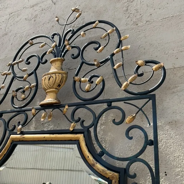 Vintage Regency Labarge Iron and Gilt Mirror — additional photo 2