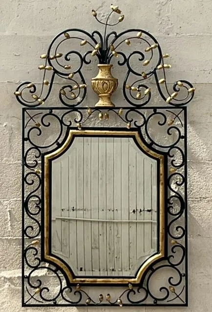 Vintage Regency Labarge Iron and Gilt Mirror — additional photo 3