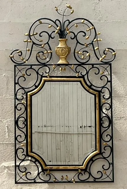 Vintage Regency Labarge Iron and Gilt Mirror — additional photo 4