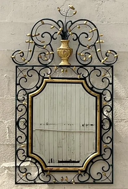 Vintage Regency Labarge Iron and Gilt Mirror — additional photo 5