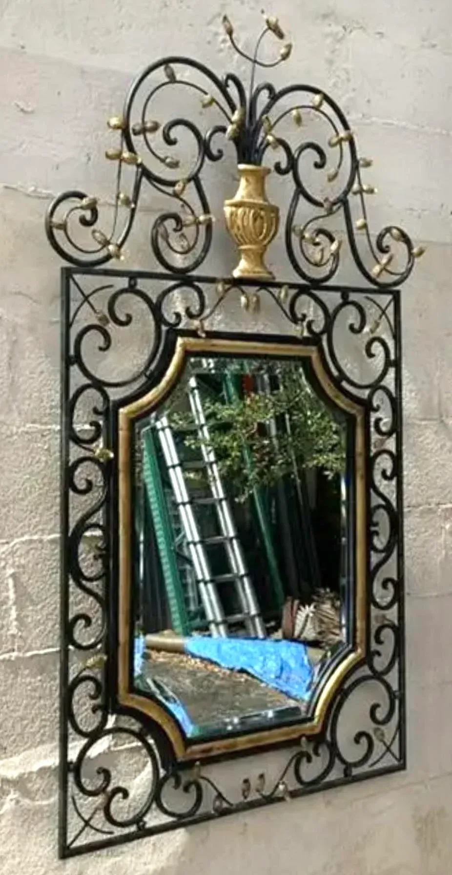 Vintage Regency Labarge Iron and Gilt Mirror — additional photo 6
