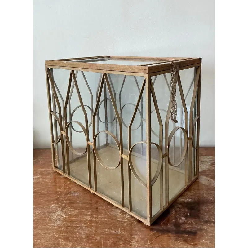 Vintage Regency Large Wrought Iron Terrarium