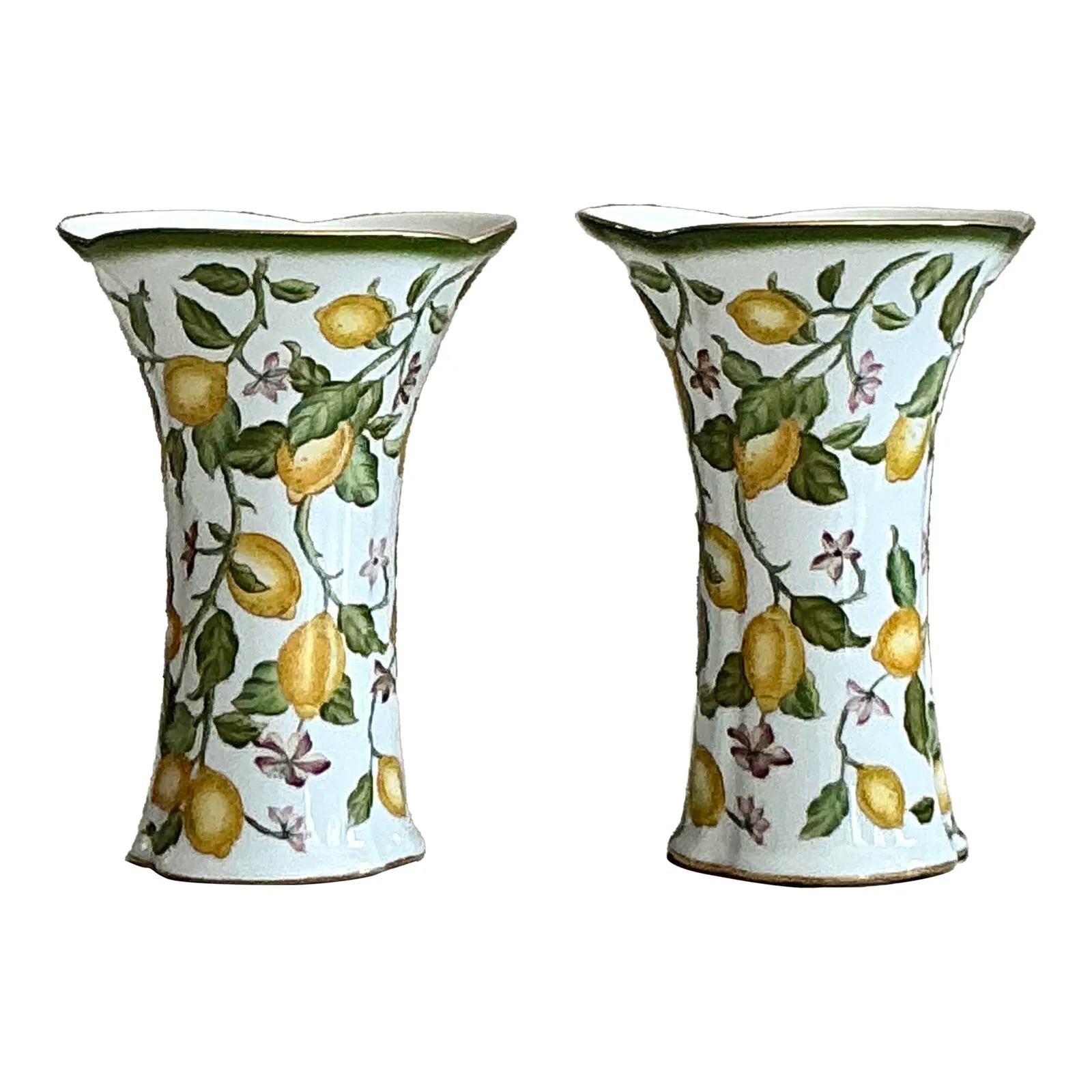 Vintage Regency Lemon Branch Cache Pots - A Pair — additional photo 1