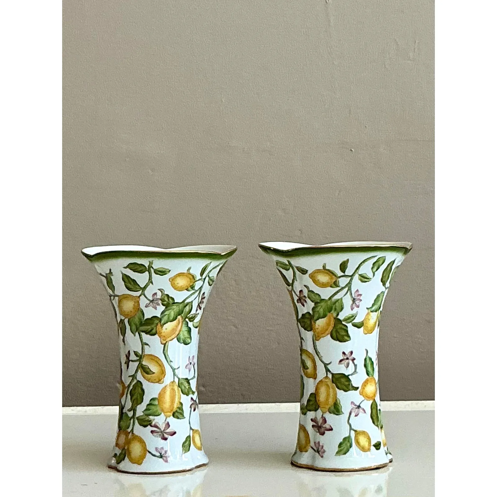 Vintage Regency Lemon Branch Cache Pots - A Pair — additional photo 4