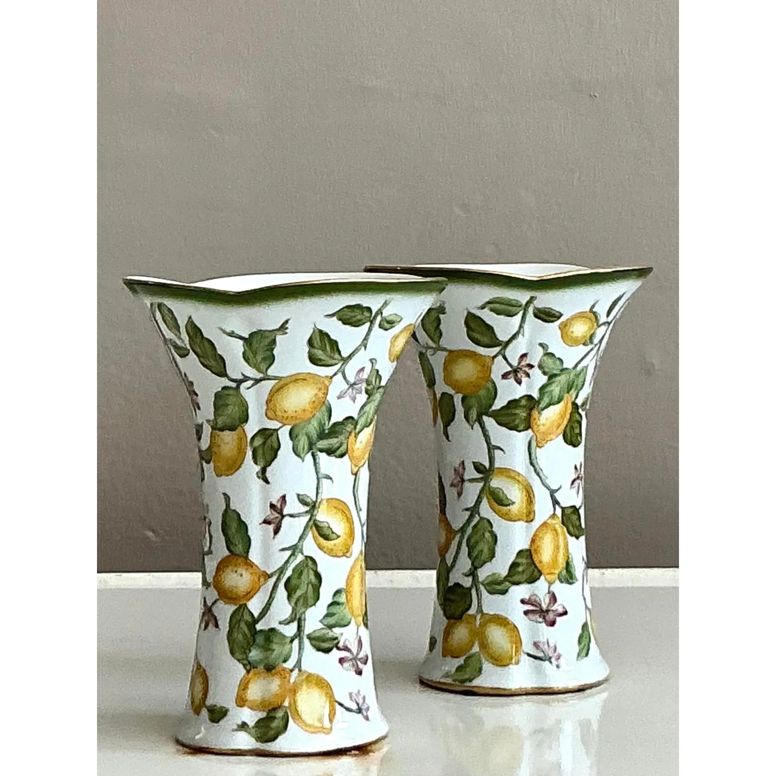 Vintage Regency Lemon Branch Cache Pots - A Pair — additional photo 5