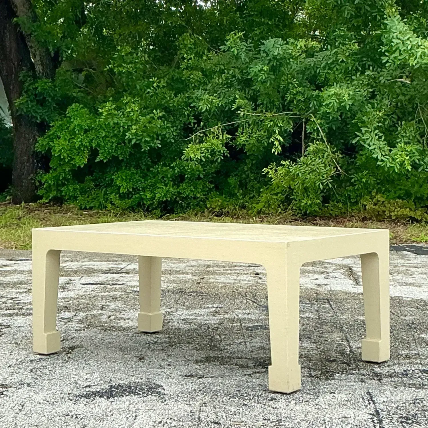 Vintage Regency Linen Wrapped Coffee Table After Harrison Van Horn — additional photo 4