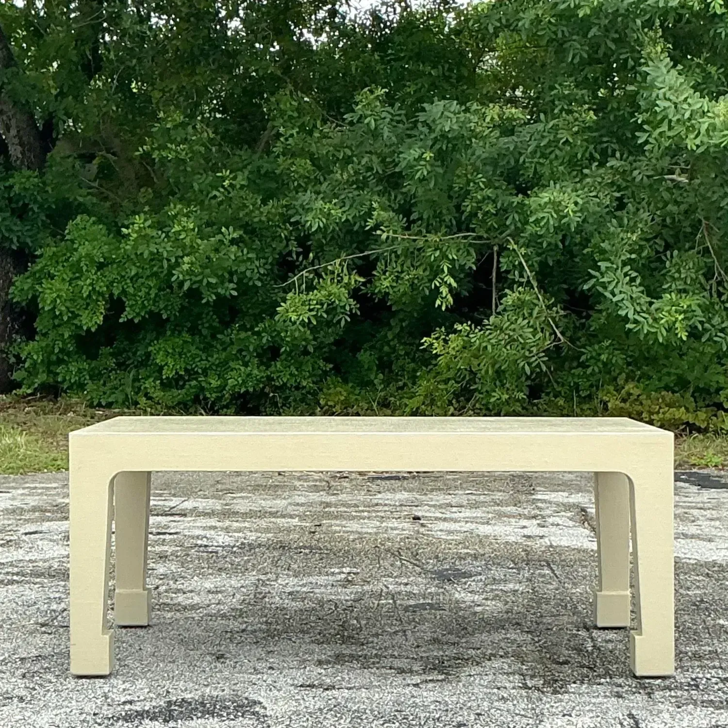 Vintage Regency Linen Wrapped Coffee Table After Harrison Van Horn — additional photo 6