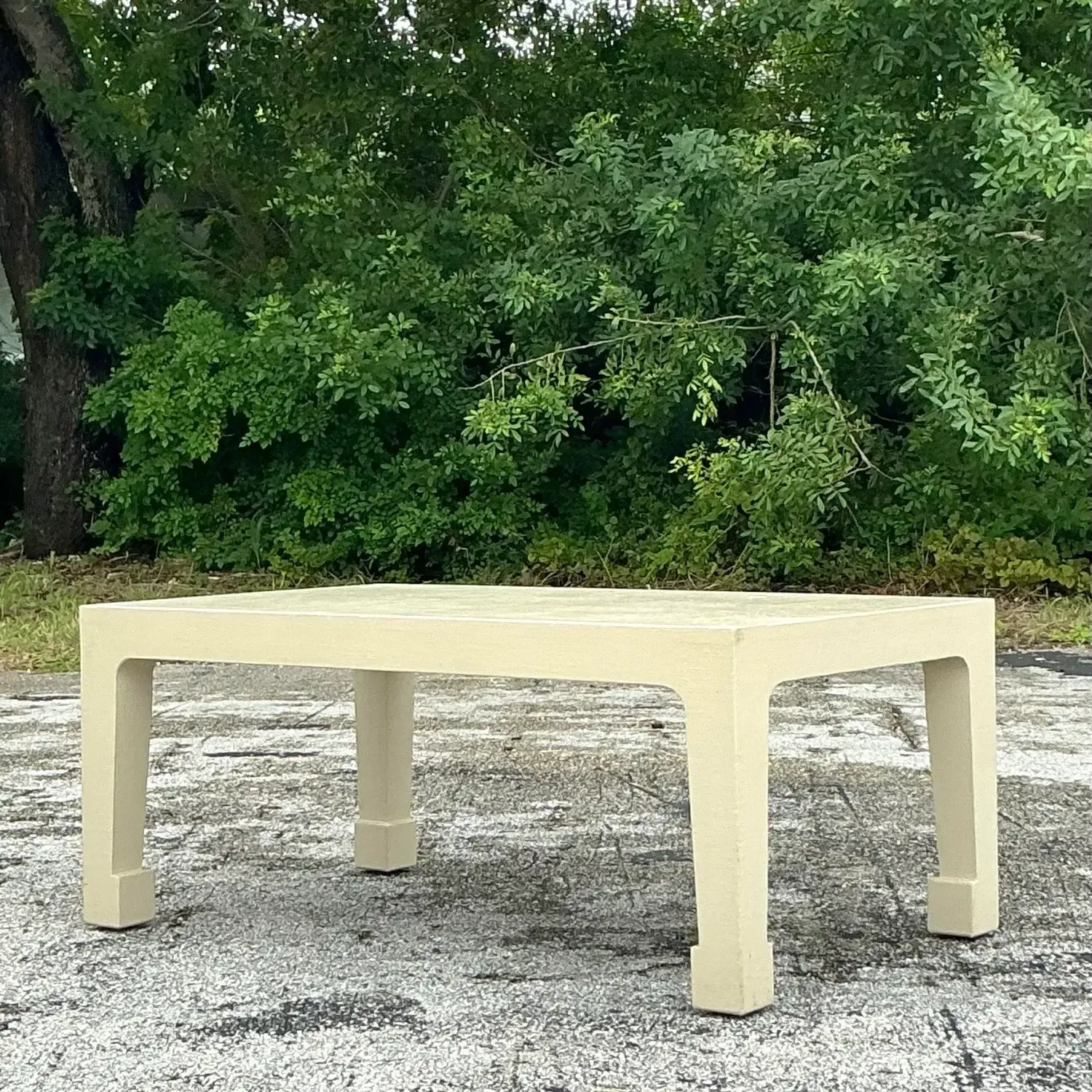 Vintage Regency Linen Wrapped Coffee Table After Harrison Van Horn — additional photo 7