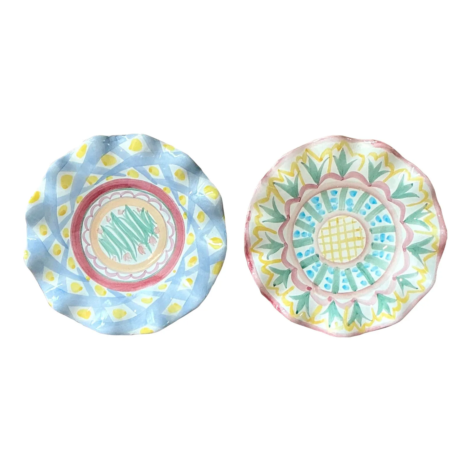 Vintage Regency Mackenzie Childs Glazed Ceramic Ruffle Plates - Set of 2- — additional photo 1