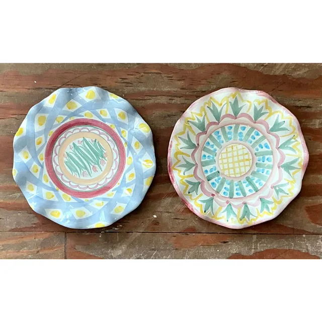 Vintage Regency Mackenzie Childs Glazed Ceramic Ruffle Plates - Set of 2- — additional photo 5