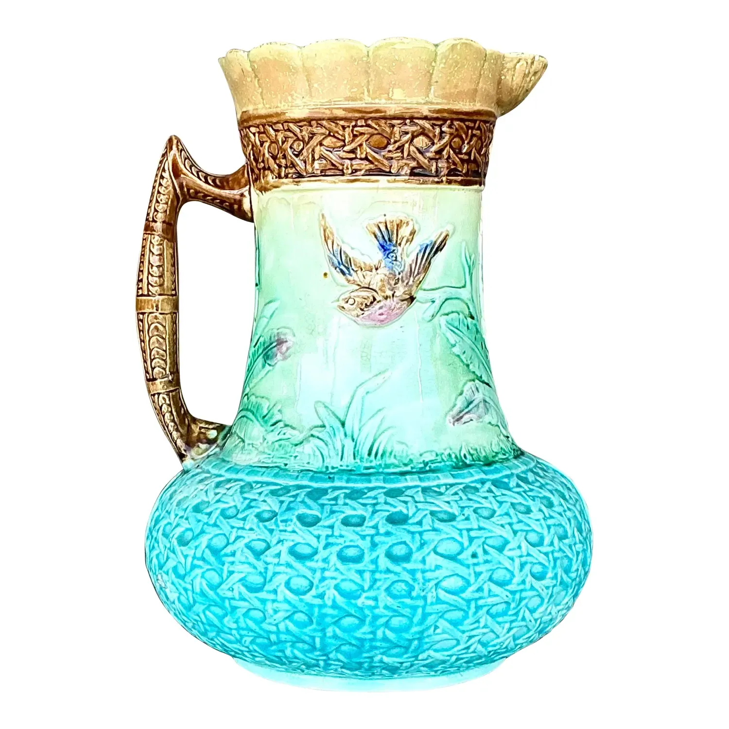 Vintage Regency Majolica Birds Vase Pitcher — additional photo 1