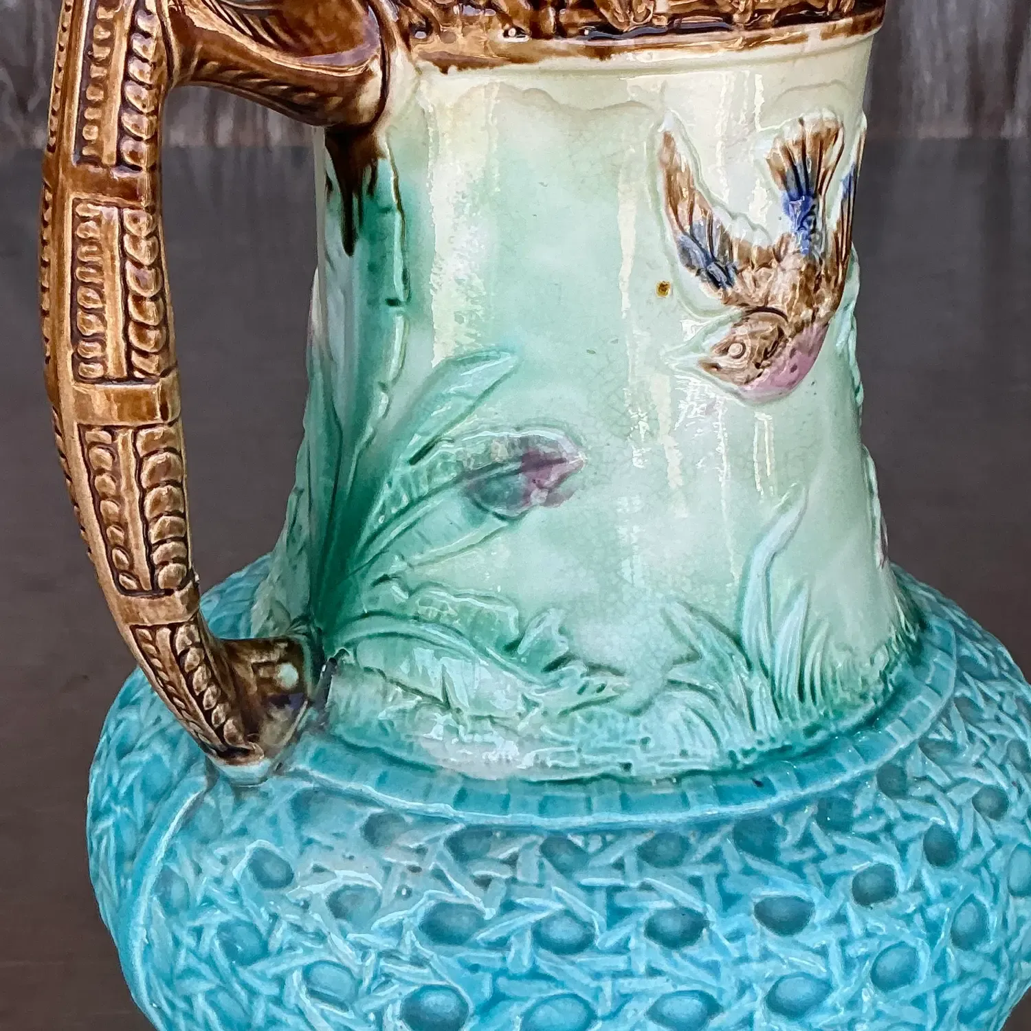 Vintage Regency Majolica Birds Vase Pitcher — additional photo 5