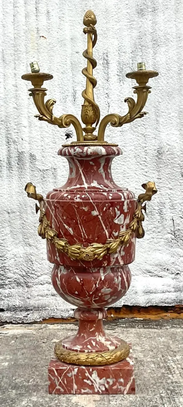 Vintage Regency Marble Palace Urn Floor Lamp — additional photo 2