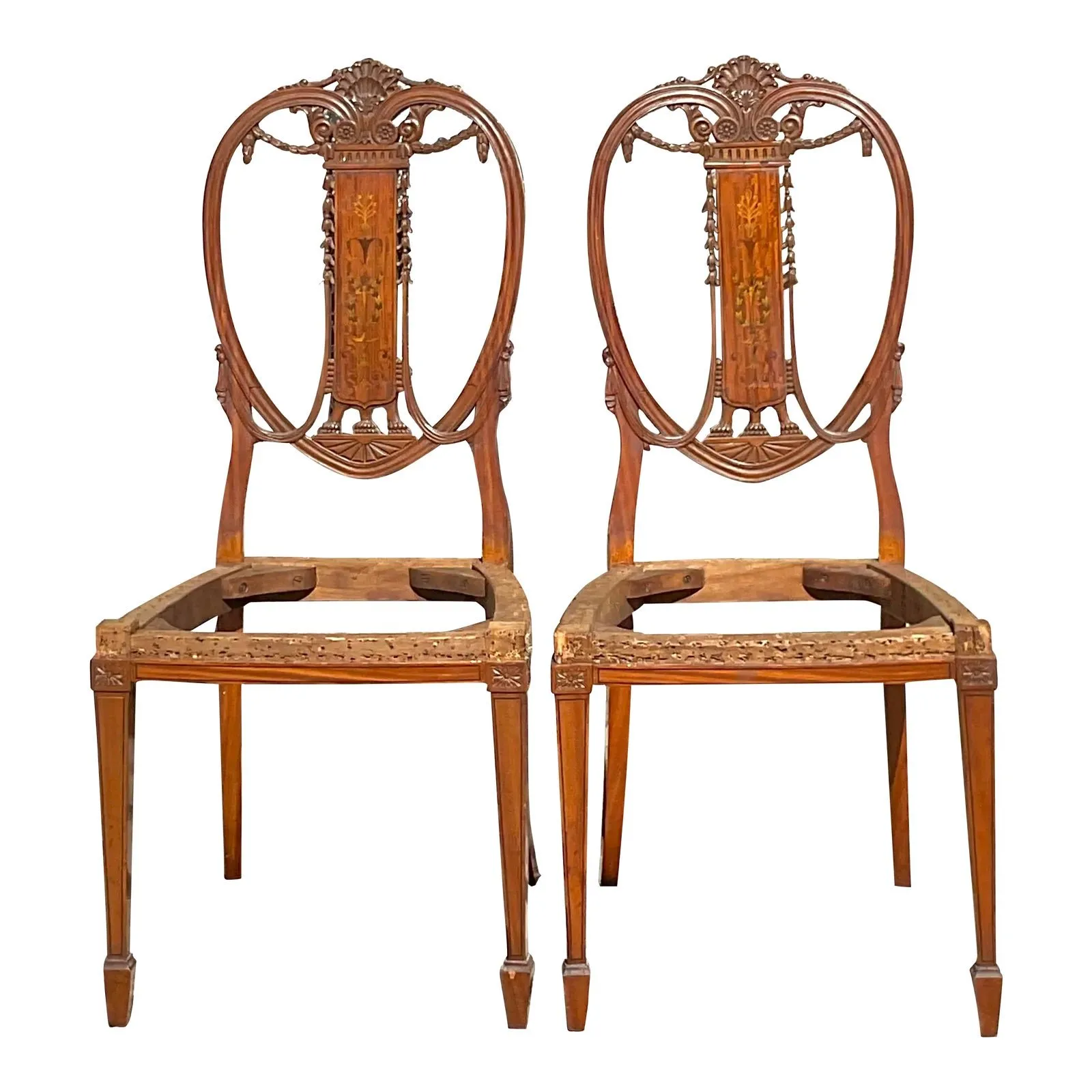 Vintage Regency Marquetry Balloon Back Chairs - a Pair — additional photo 1