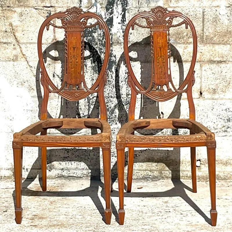 Vintage Regency Marquetry Balloon Back Chairs - a Pair — additional photo 2