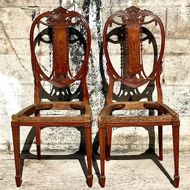 Vintage Regency Marquetry Balloon Back Chairs - a Pair — additional photo 3