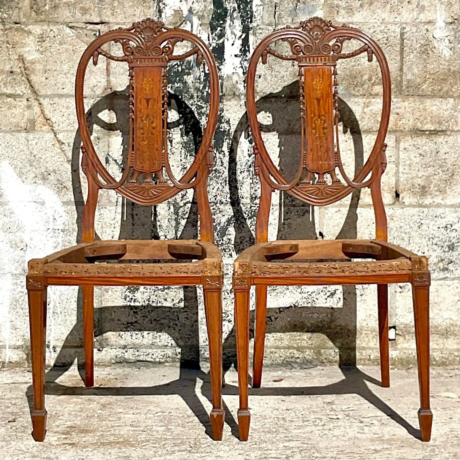 Vintage Regency Marquetry Balloon Back Chairs - a Pair — additional photo 4