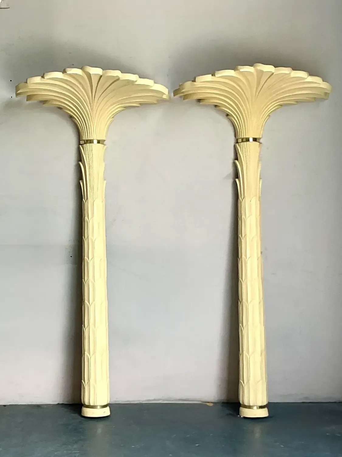Vintage Regency Molded Resin Palm Torchiere After Serge Roche - Set of 2 — additional photo 3