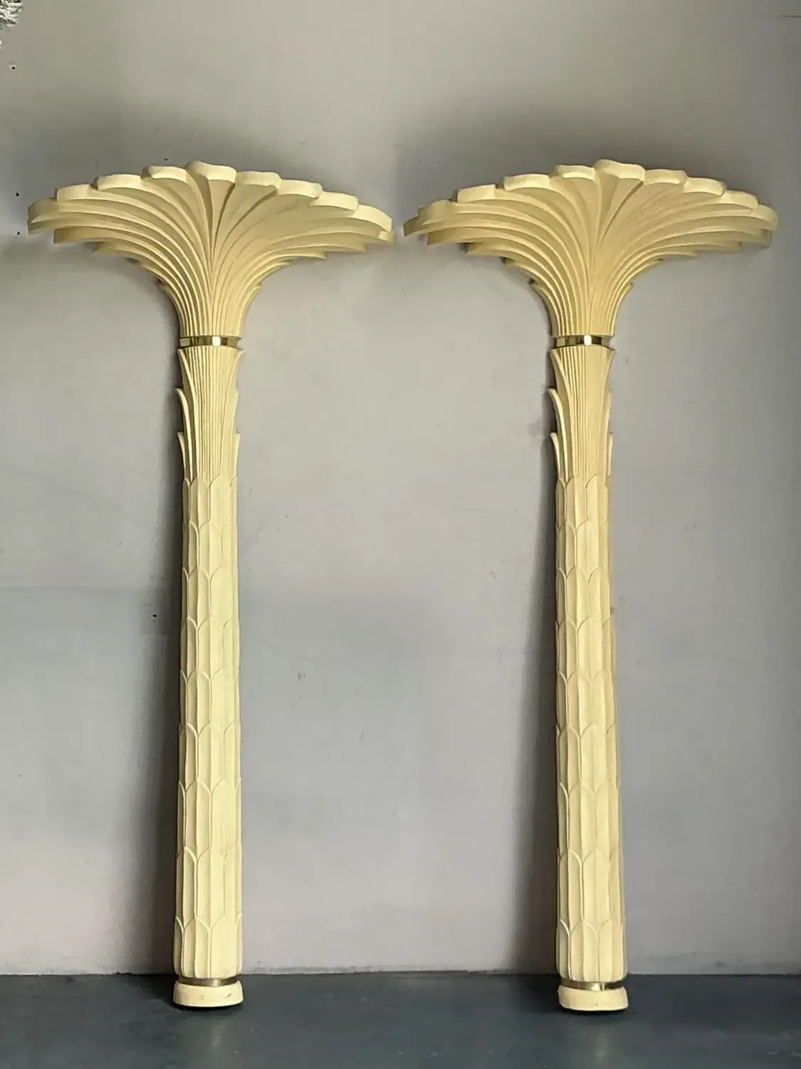 Vintage Regency Molded Resin Palm Torchiere After Serge Roche - Set of 2 — additional photo 7