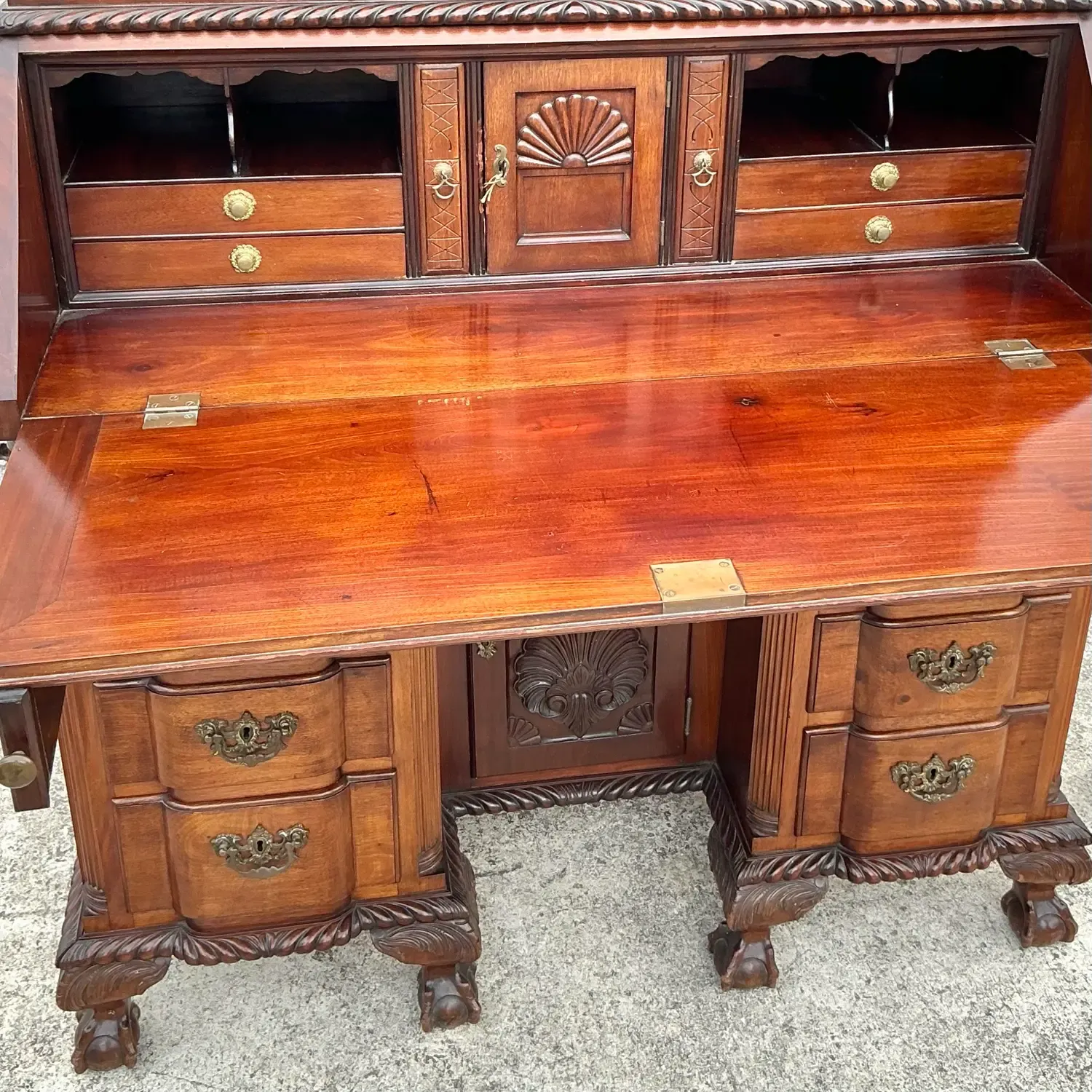 Vintage Regency Monumental Carved Georgian Secretary Desk — additional photo 1