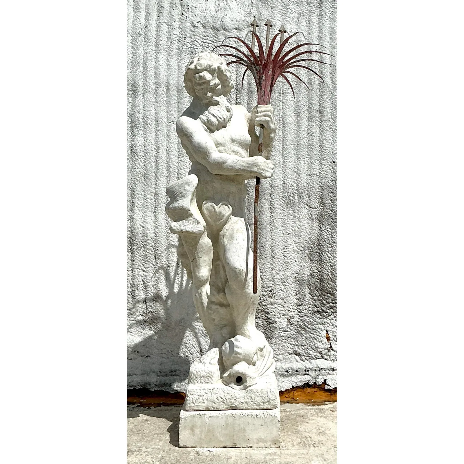 Vintage Regency Monumental Cast Concrete Statue of Neptune — additional photo 4