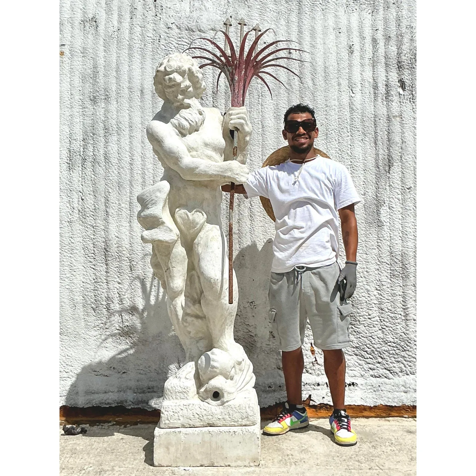 Vintage Regency Monumental Cast Concrete Statue of Neptune — additional photo 7