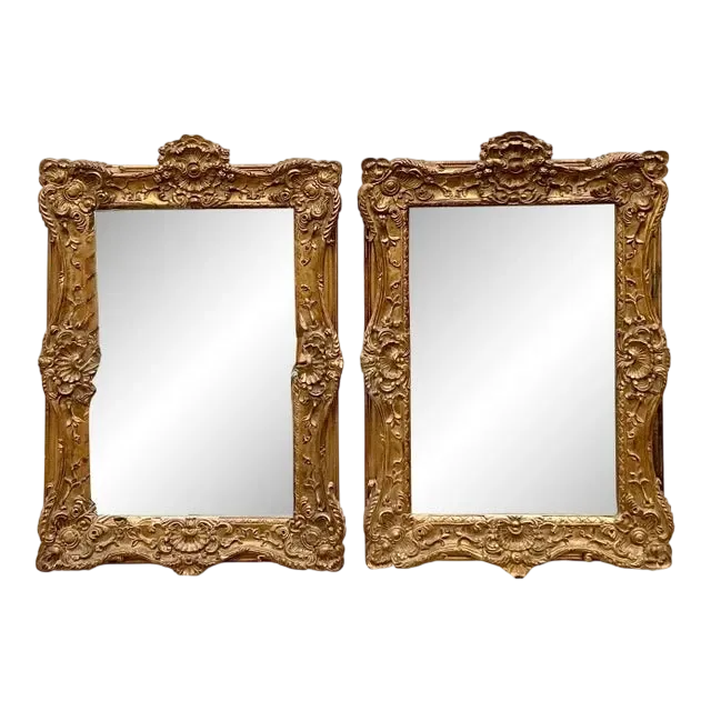Vintage Regency Monumental Gilt Mirrors - a Pair