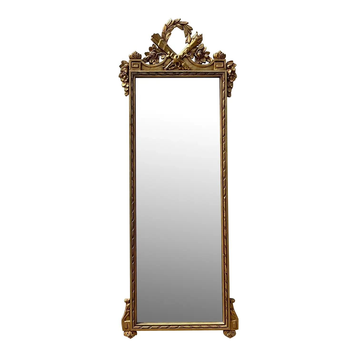 Vintage Regency Monumental Greek Key Gilt Mirror