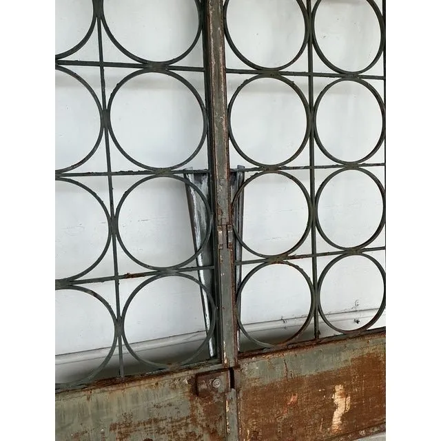 Vintage Regency Monumental Heavily Patinated Iron and Bronze Gates - Set of 2 — additional photo 2
