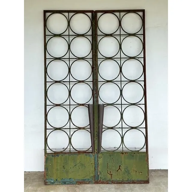 Vintage Regency Monumental Heavily Patinated Iron and Bronze Gates - Set of 2 — additional photo 8