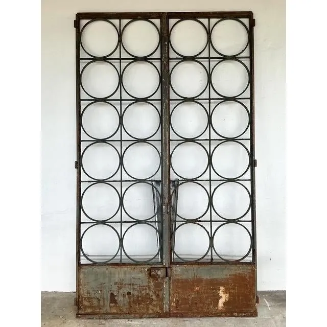 Vintage Regency Monumental Heavily Patinated Iron and Bronze Gates - Set of 2 — additional photo 7