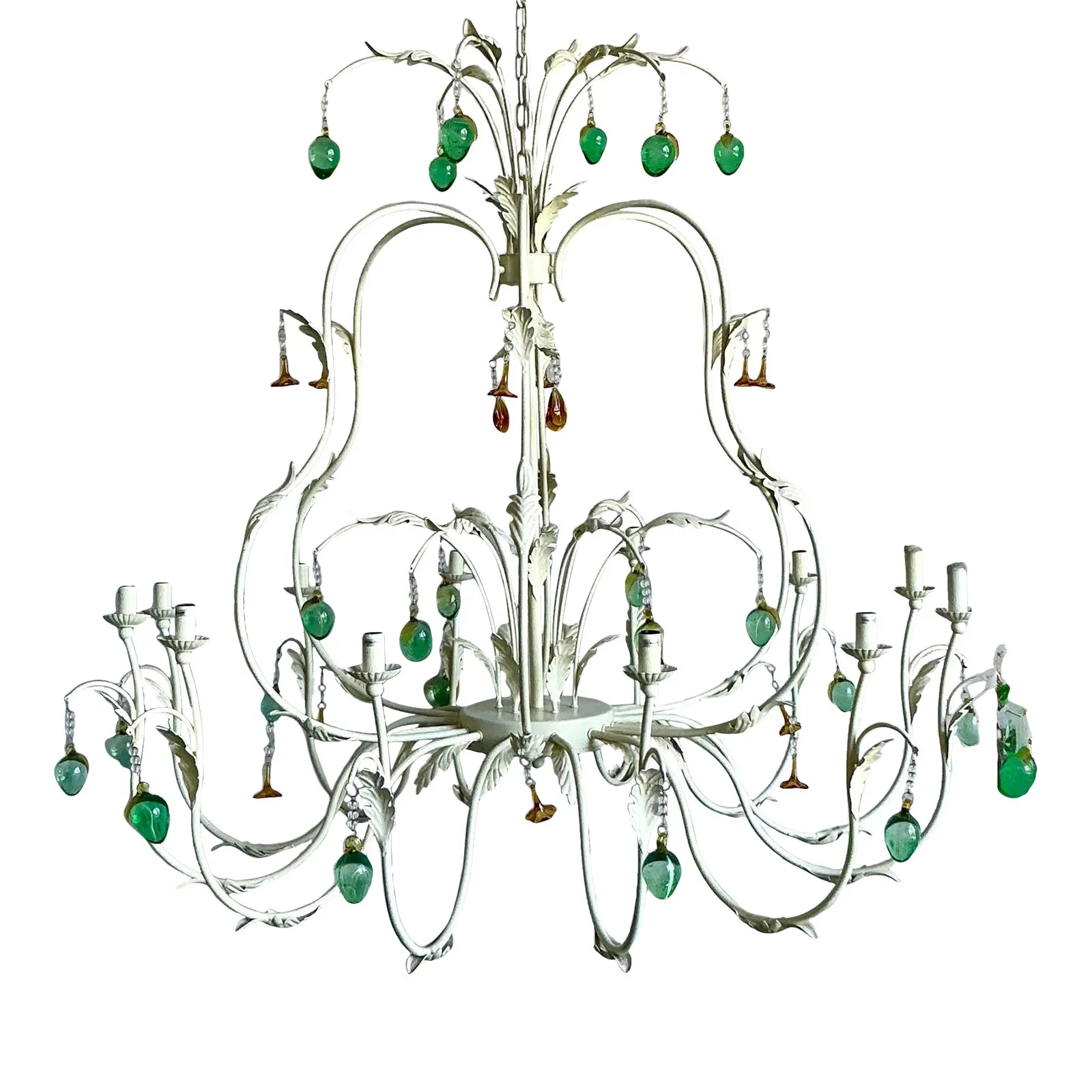 Vintage Regency Monumental Jade Crystal Drop Chandelier — additional photo 1