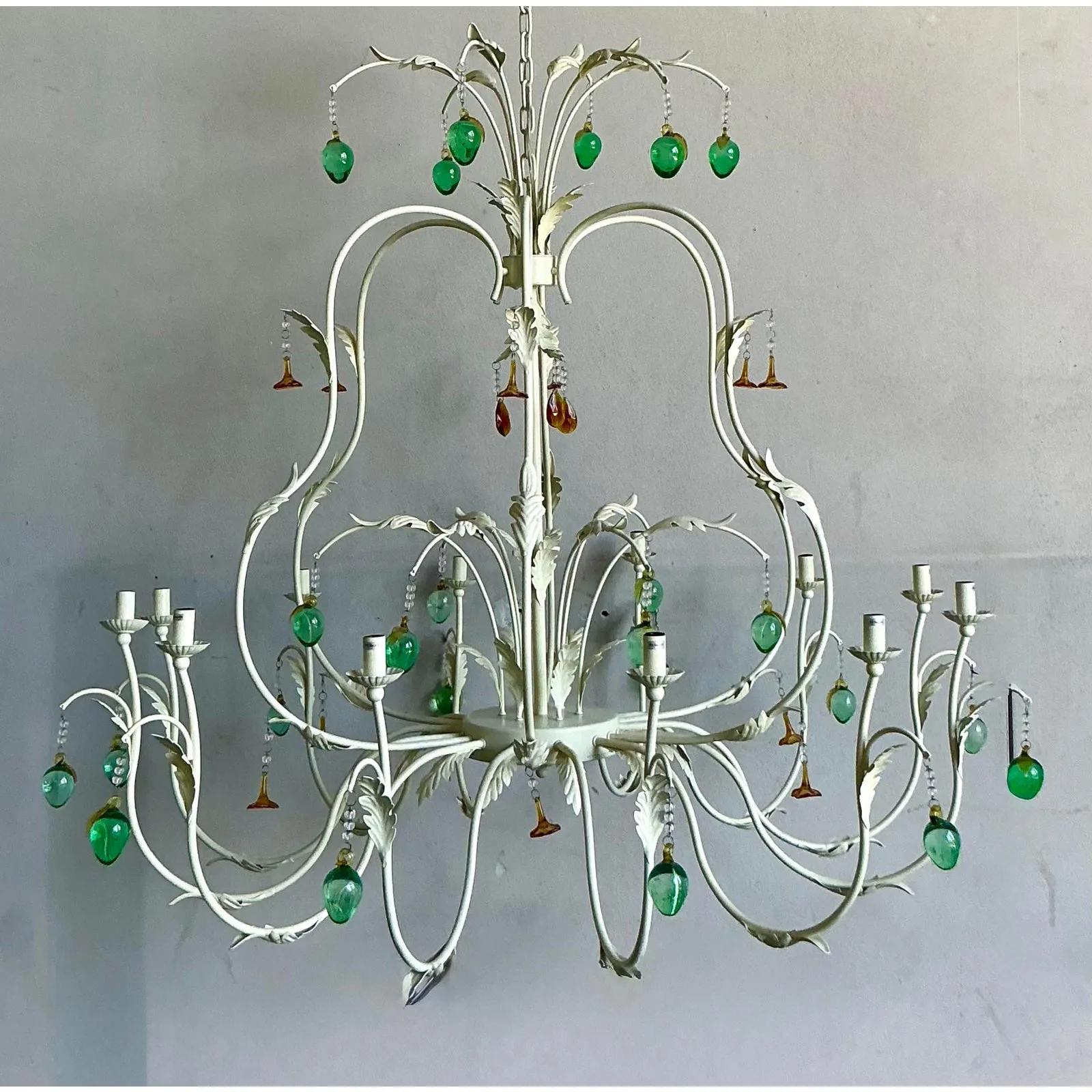 Vintage Regency Monumental Jade Crystal Drop Chandelier — additional photo 2
