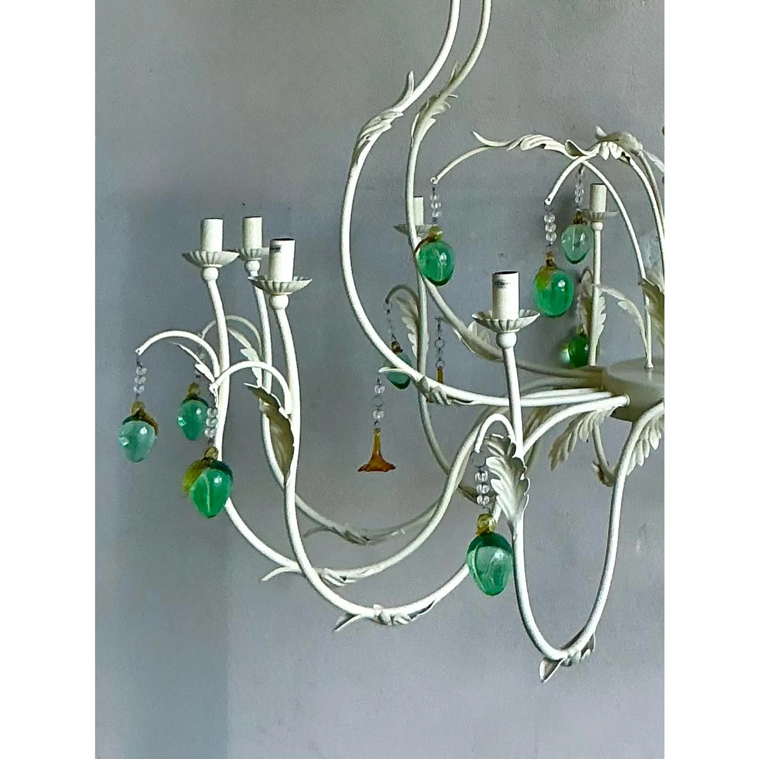 Vintage Regency Monumental Jade Crystal Drop Chandelier — additional photo 3