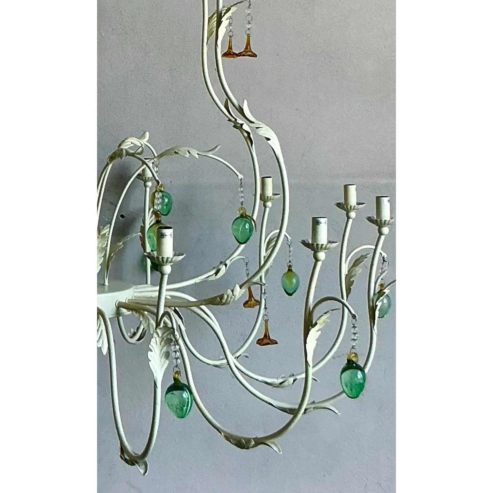 Vintage Regency Monumental Jade Crystal Drop Chandelier — additional photo 4