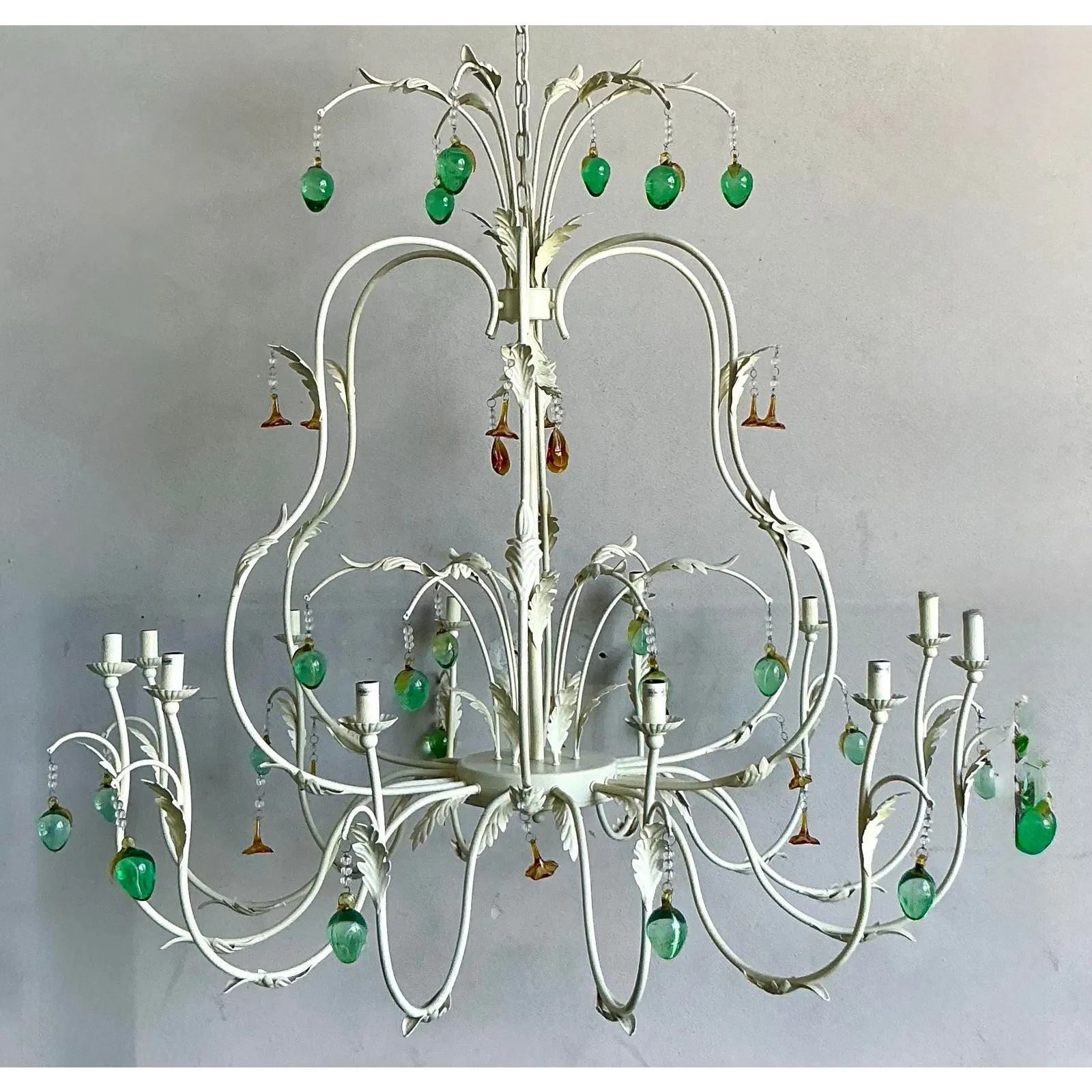 Vintage Regency Monumental Jade Crystal Drop Chandelier — additional photo 6