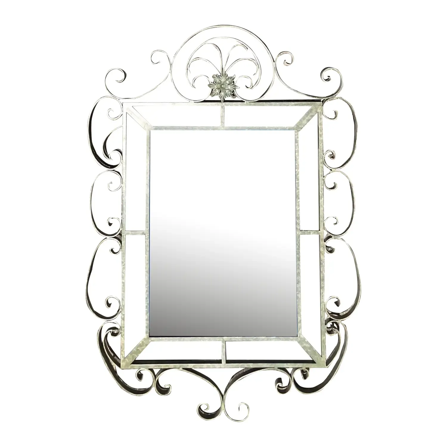Vintage Regency Monumental Wrought Iron Mirror