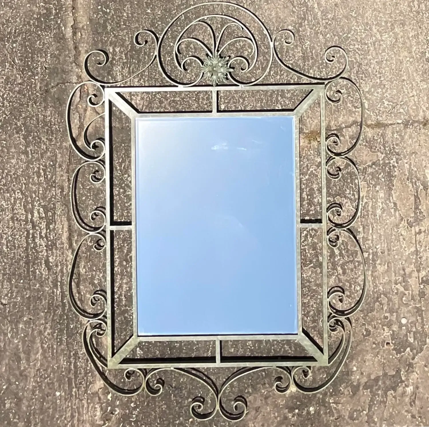 Vintage Regency Monumental Wrought Iron Mirror — additional photo 2