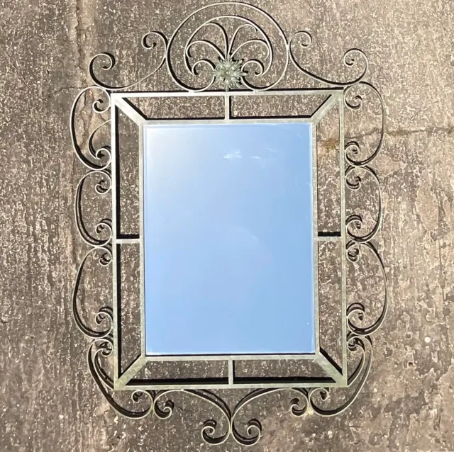 Vintage Regency Monumental Wrought Iron Mirror — additional photo 2