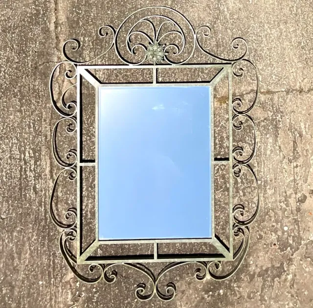 Vintage Regency Monumental Wrought Iron Mirror — additional photo 3