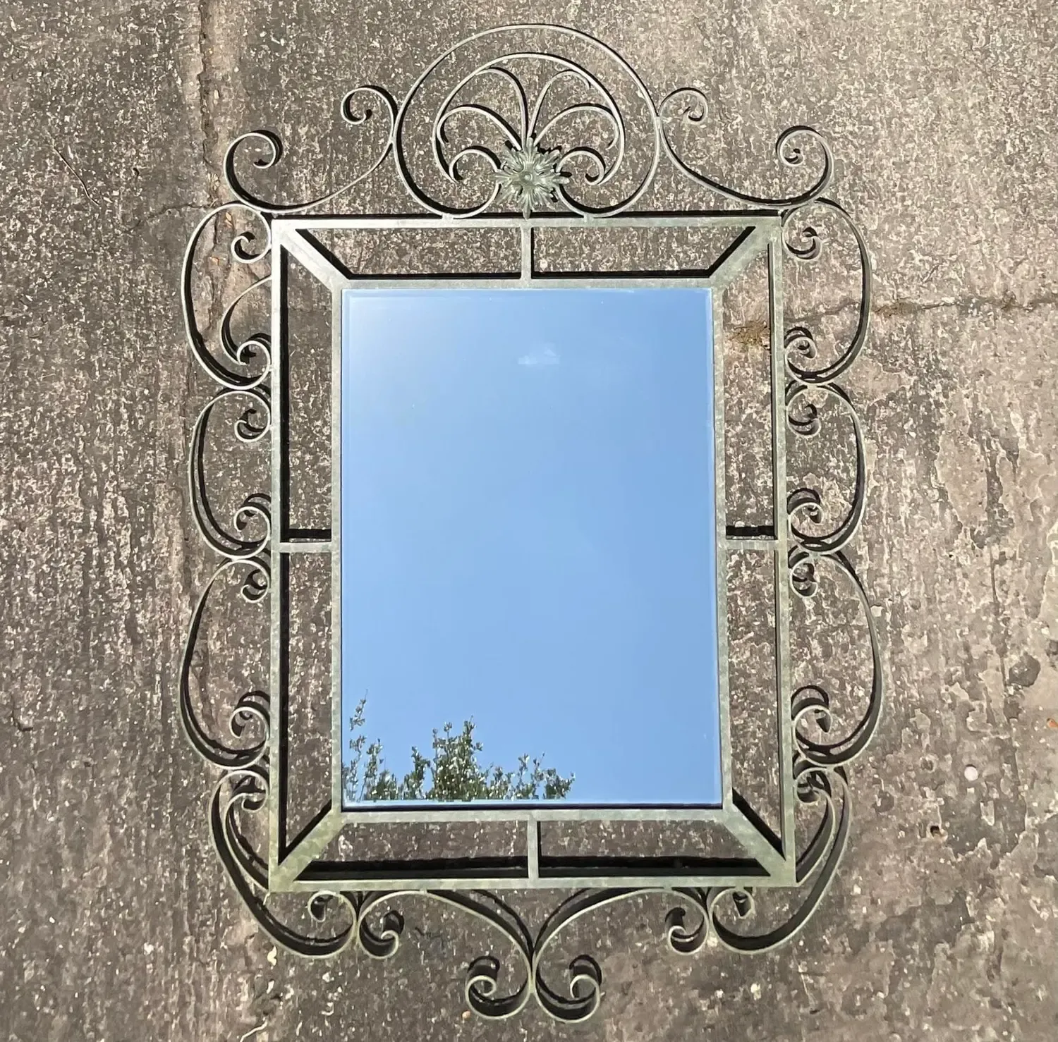 Vintage Regency Monumental Wrought Iron Mirror — additional photo 5