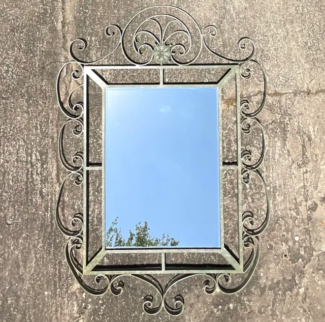 Vintage Regency Monumental Wrought Iron Mirror — additional photo 6