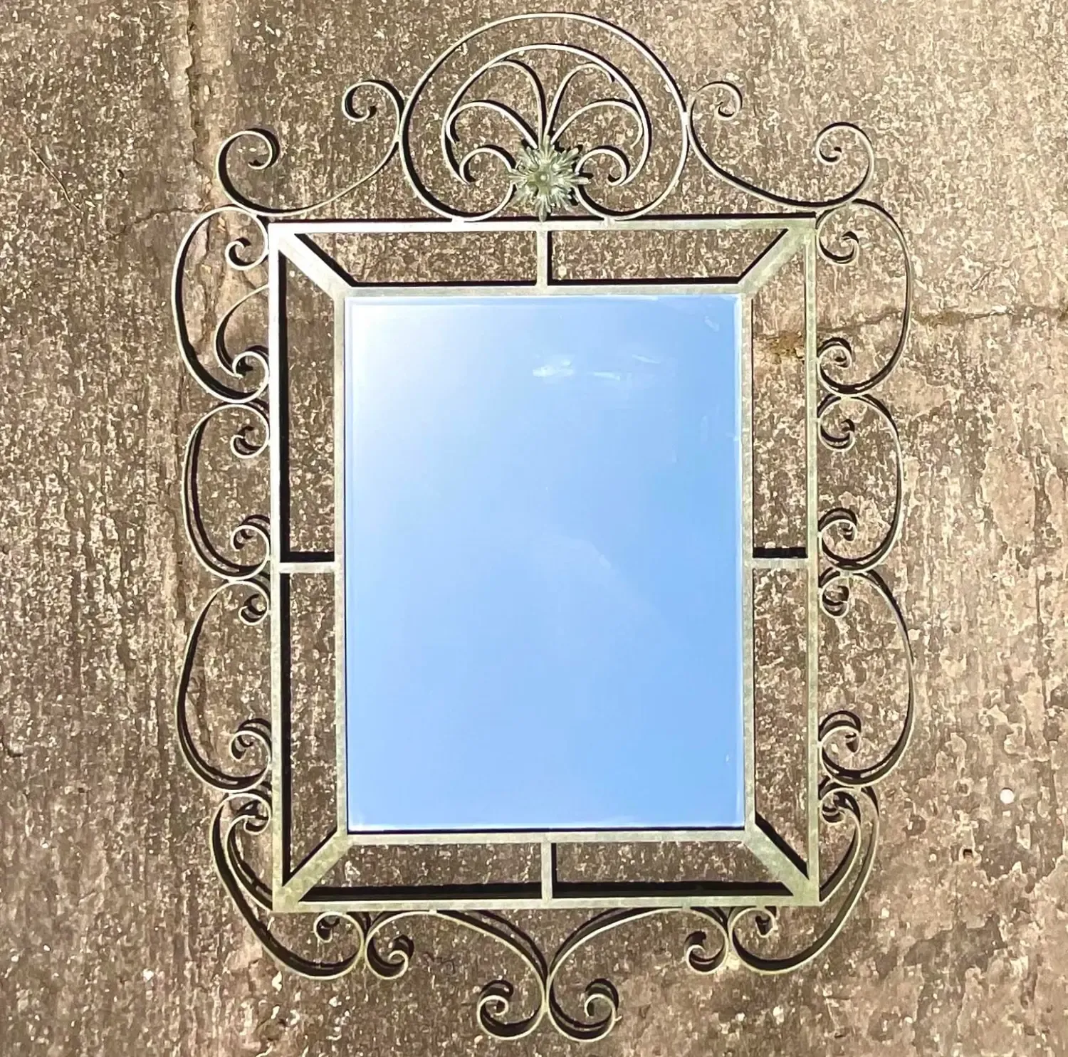 Vintage Regency Monumental Wrought Iron Mirror — additional photo 7