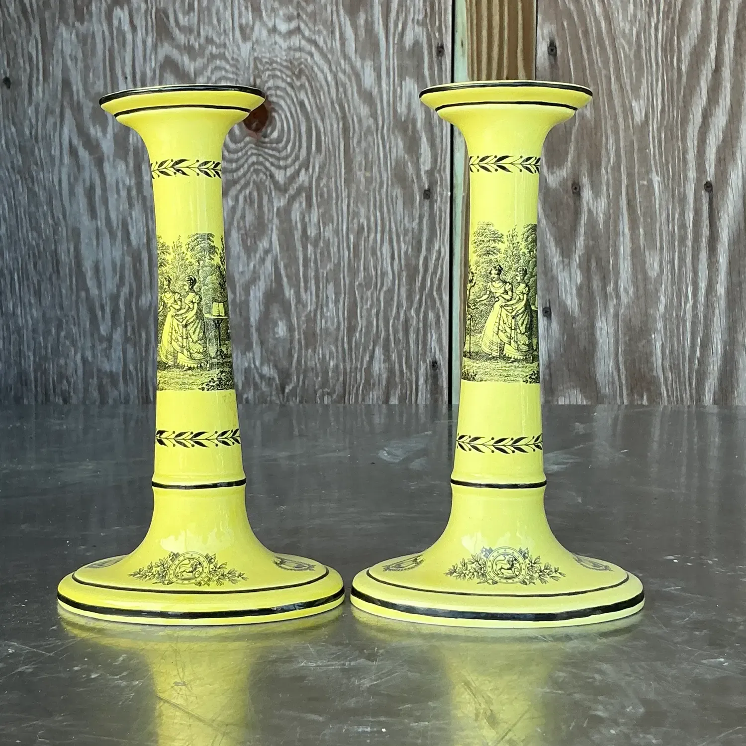 Vintage Regency Mottahedah for Creil Toile Candlesticks - a Pair — additional photo 4