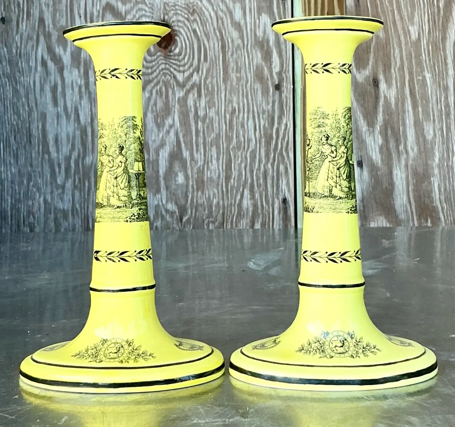 Vintage Regency Mottahedah for Creil Toile Candlesticks - a Pair — additional photo 5