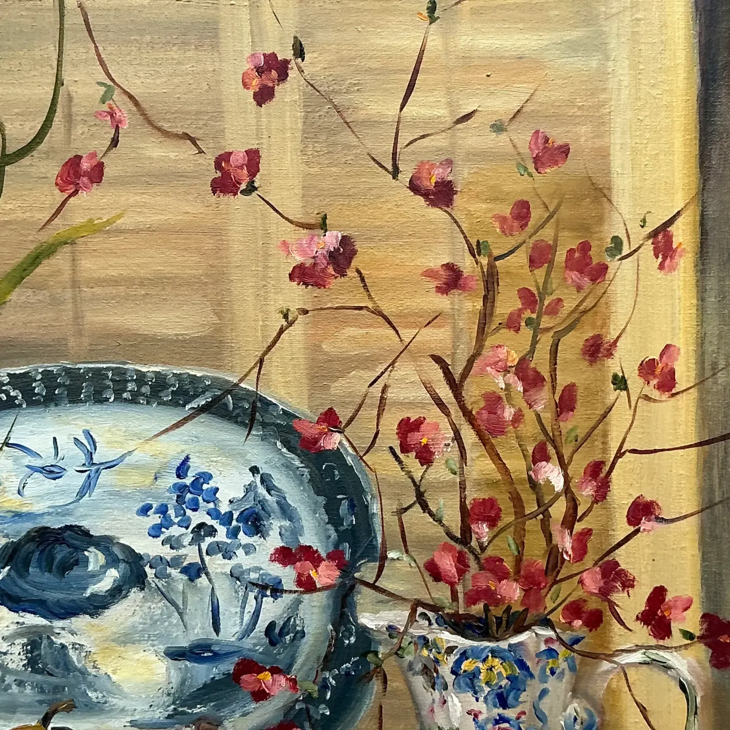Vintage Regency Original Floral Still Life Painting on Canvas — additional photo 6