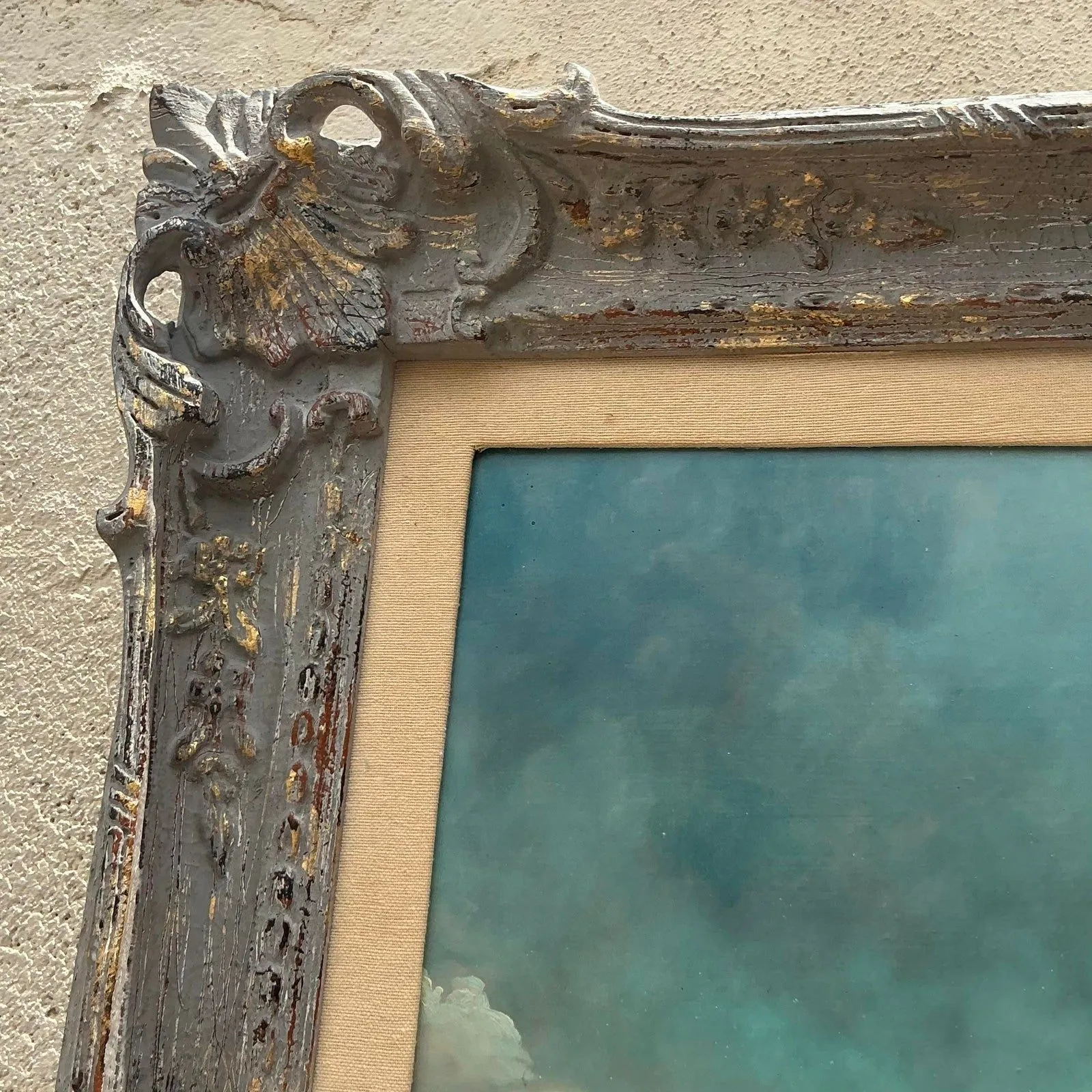 Vintage Regency Original Oil Painting of Doves — additional photo 2